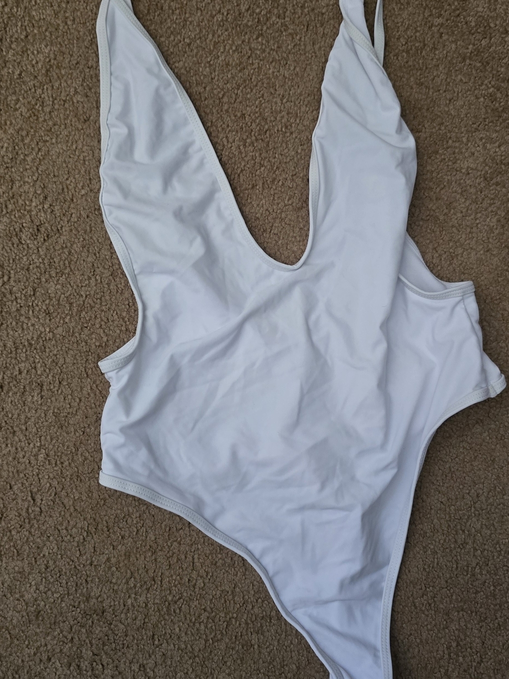 White One-Piece Swimsuit High Wasted Thong
